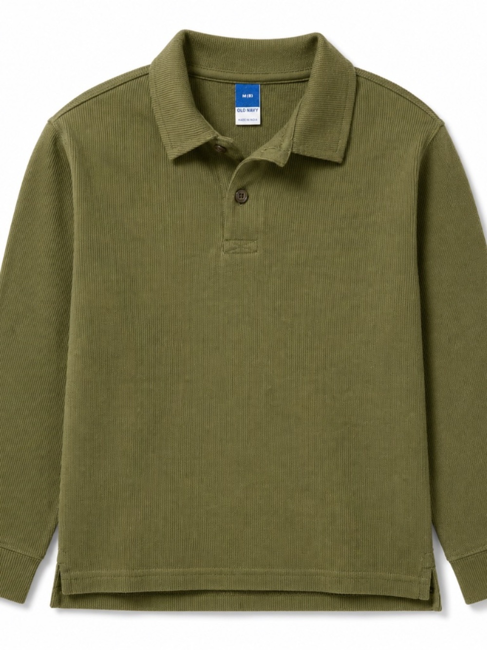 Old Navy Olive Green Long Sleeve Polo Shirt Size M 8